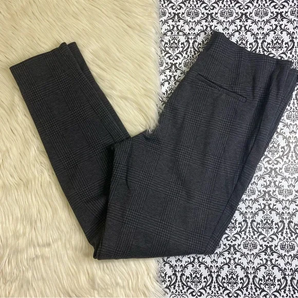 H&M : size 14 : plaid holiday zipper ankle slim fit skinny pull-on trouser pants - Picture 3 of 10